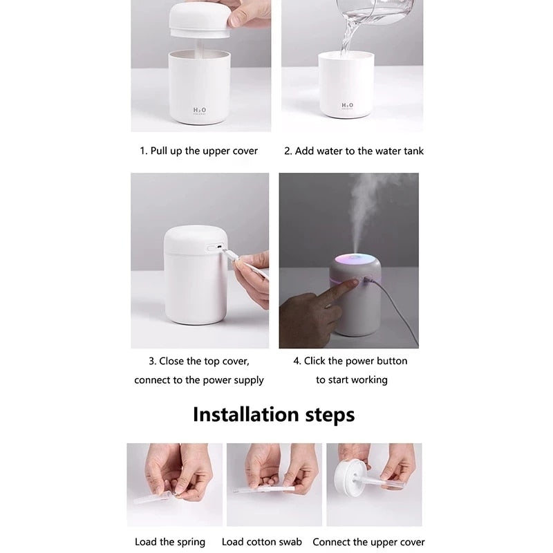 Portable Electric Air Humidifier Aroma Oil Diffuser USB Cool mist sprayer