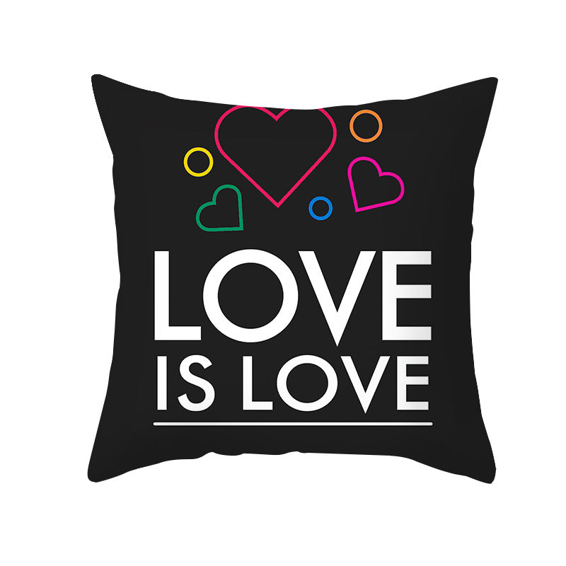 Rainbow love pattern pillowcase